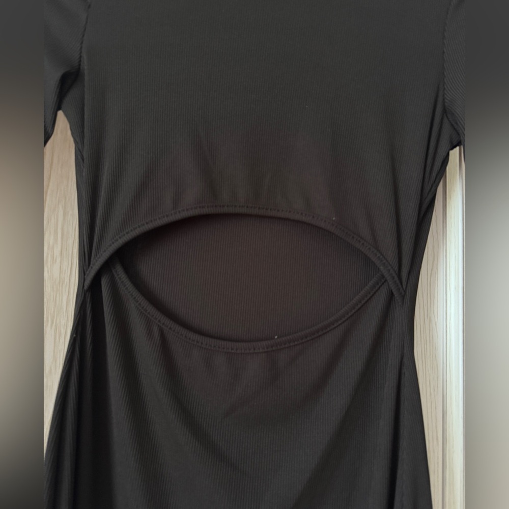 Black Cut Out Bodycon Mini Dress Long Sleeve Sexy Party Night Out Dress S - Picture 2 of 4